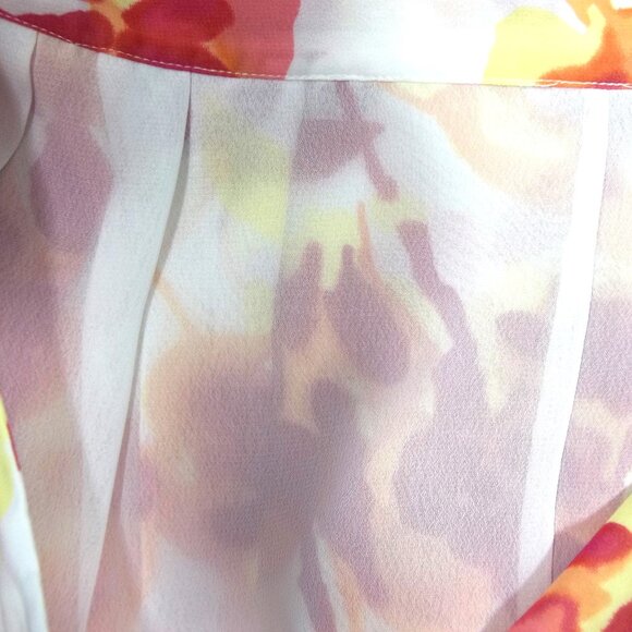 Relativity Womens Skirt Size 14 Floral Partial Zip Pleated White Pink Orange - Picture 4 of 7
